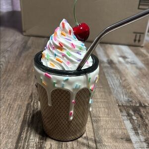 Ice Cream 12oz tumbler with straw
